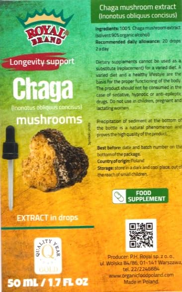 Chaga Extract Drops 50 ml / Chaga Mushroom / Better Than Chaga Mushroom Capsules / Liquid Extract Drops / 1.7 FL OZ