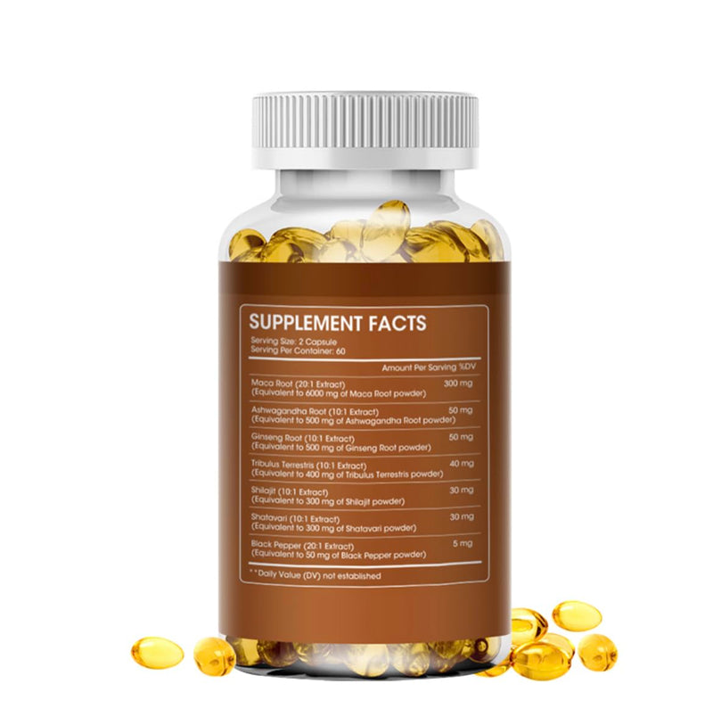 Premium Blend - Maca Root 6000mg, Ashwaghanda 500mg, and More - Energize, Boost Vatality, and Enhance Well Being 120 Capsules - 2months Supply