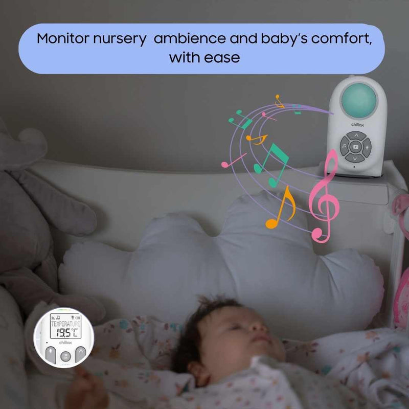 [Australia] - Chillax Baby 360 Digital Audio Monitor | 4-in-1 Baby Monitor with Night Light, Soothing Sound Machine, Room Temperature Sensor & Long-Range DECT 6.0 Audio | Portable & Rechargeable with Two-Way Talk 