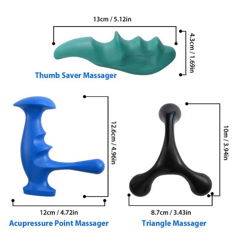 [Australia] - Abnaok Manual Trigger Point Massage Tool and Thumb Saver for Full Body Deep Tissue Massage, with 3-Legged Massage Knobs, Stress Relief 