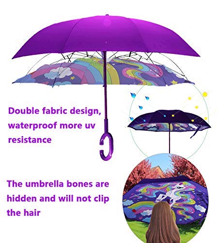 MRTLLOA Inverted Umbrella, Reverse Umbrella, Umbrella with C-Shaped Handle for women and kids boys and girls.