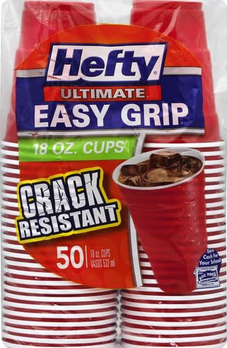 [Australia] - Hefty Party On Disposable Plastic Cups, Red, 18 Ounce, 50 Count 50 Count (Pack of 1) 