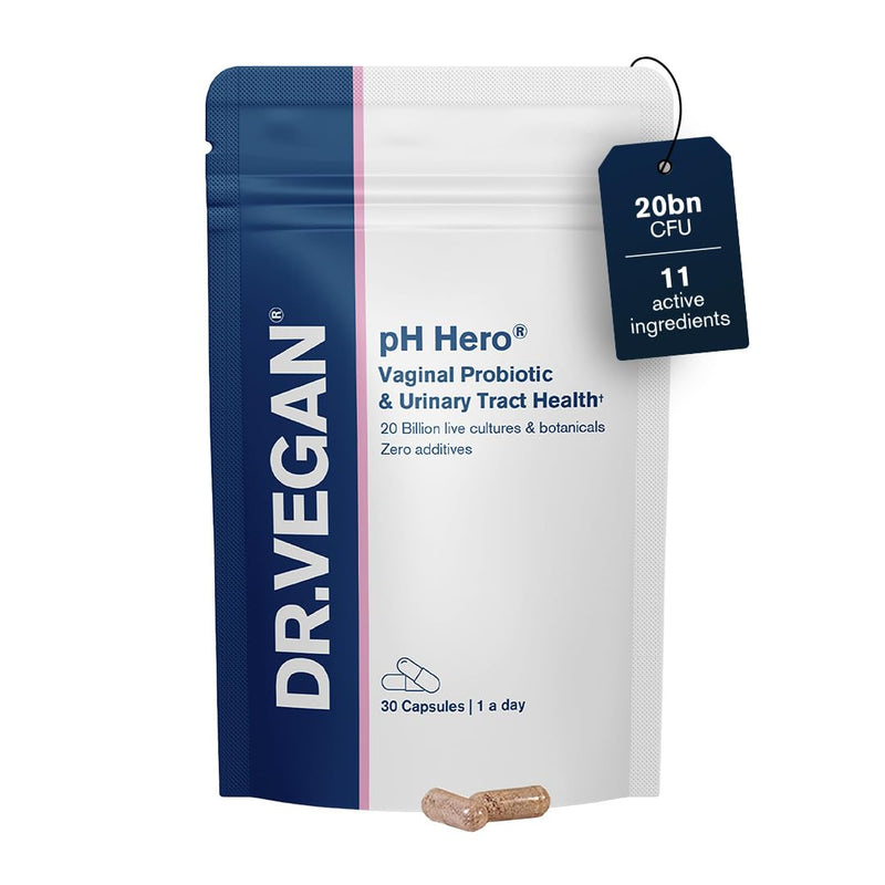 pH Hero® Vaginal Health Probiotic for Women | 20 Billion Live Cultures | pH Balance & Vaginal Flora | Cranberry, Sea Buckthorn, Nettle, Parsley | 11 Active Ingredients, No Additives | 1 Month Supply