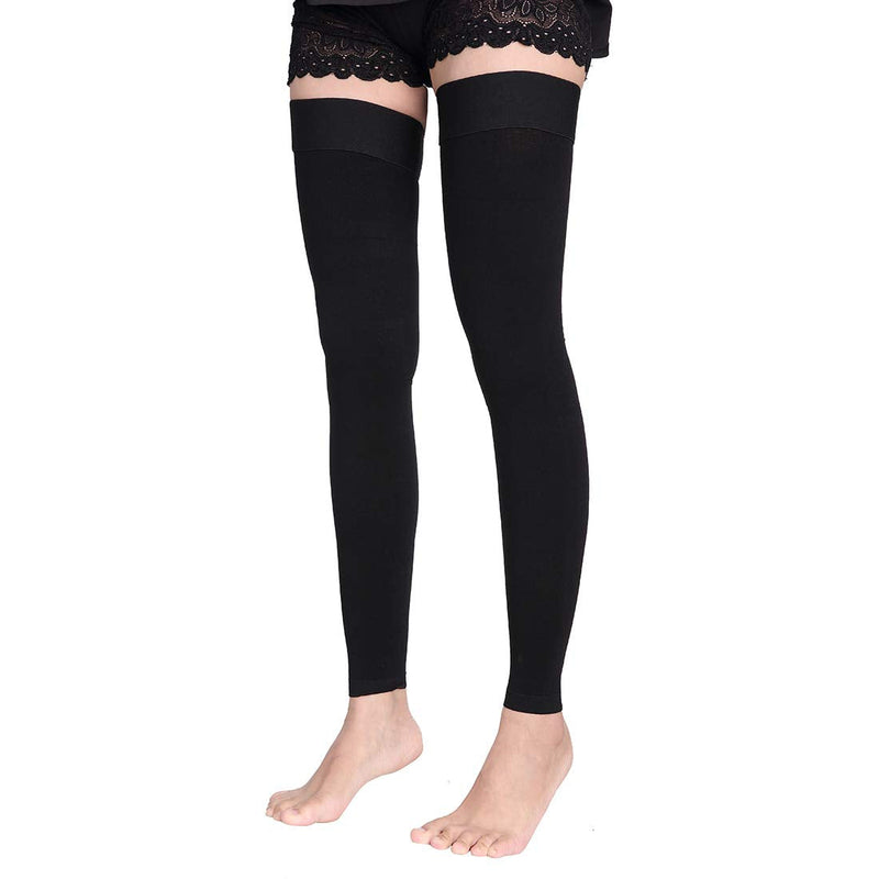 [Australia] - Thigh High Compression Socks for Men & Women, 20-30 mmHg Compression Stockings. Black Large 