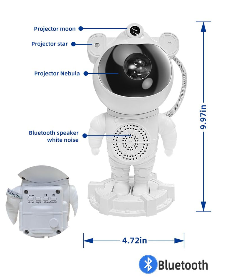 [Australia] - Astronaut Galaxy Projector - Star Projector, Bluetooth Speaker, White Noise, Star and Moon Galaxy Lights for Bedroom with Timer, Nebula Night Light 360° Adjustable with remote, Starry galaxy projector 