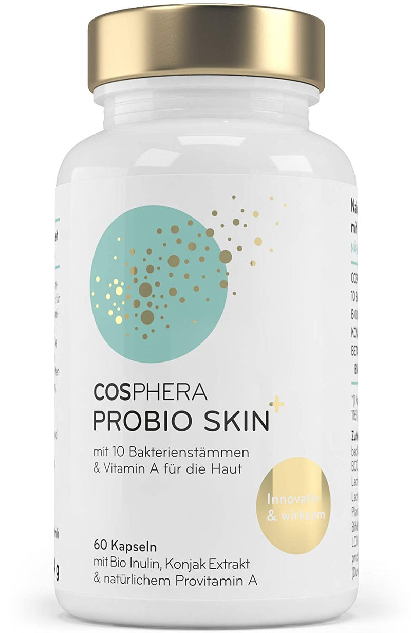 [Australia] - Probio Skin Capsules High Dose Probiotic Vegan I Probiotics & Prebiotics - Enriched with Organic Inulin, Vitamin A and Konjac Root Extract - 60 Capsules 