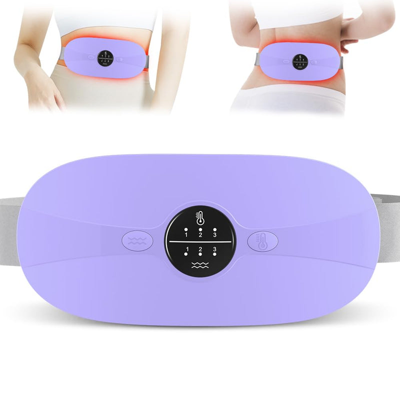 [Australia] - BAMCOO Heat Belt Periods Portable Heating Pad Periods Heat Belt with 3 Temperature Adjustable and Vibration Modes Heat Belt Period Purple 