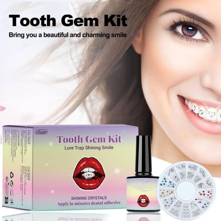 [Australia] - Tooth Jewelery SetTooth Gem Kit Tooth Stone Set Tooth Gems Tooth Gemstone Set DIY Krystal Decoration for Tooth Tooth Jewelery Party Teeth Decoration 