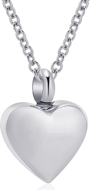 [Australia] - shajwo Cremation Heart Urn Necklace Ashes Jewelry for Women Men Keepsake Pendant Memorial Locket Ash Holder Silver 