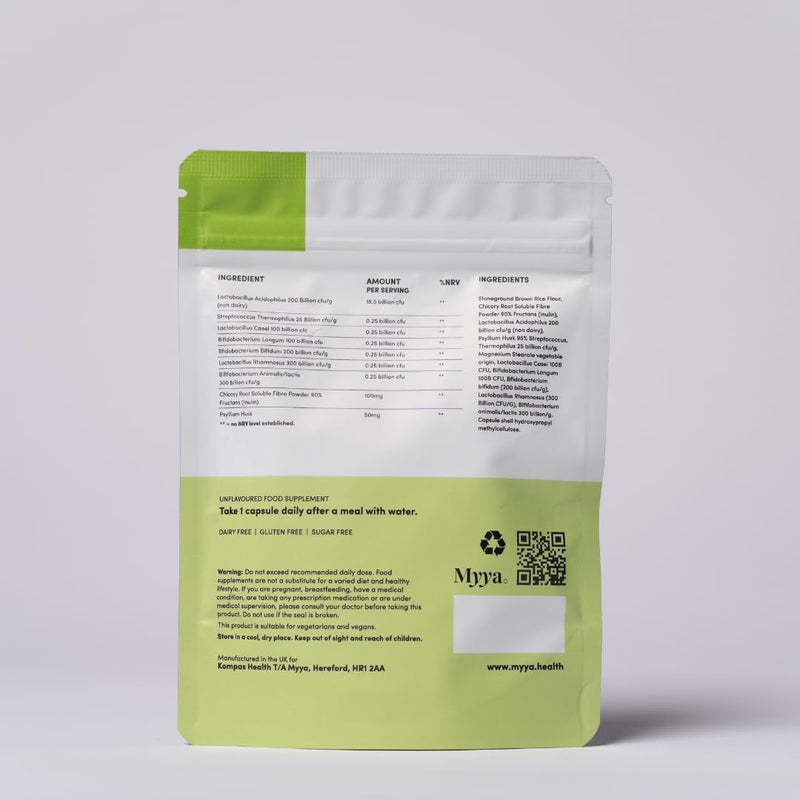 Myya Clinical-Grade Probiotic – Supports Digestion, Gut Health & Immunity | Reduces Bloating | High-Potency Formula | UK-Made | Pharmaceutical-Grade
