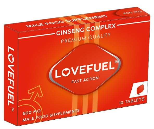 LOVEFUEL 600mg UK | Stronger | Longer | Harder | Performance | Extra Strength Enhancing Pills, Stamina Endurance Booster Supplement Pills for Men | 10 Ginseng LIBIDO Booster Tablets