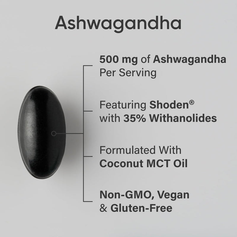 [Australia] - Sports Research® Ashwagandha Softgels with Coconut MCT Oil - Natural Adaptogen made with Shoden® Ashwa for Relaxation, Calm & Sleep Support - Gluten Free & Vegan Friendly - 60 Count 60 Count (Pack of 1) 