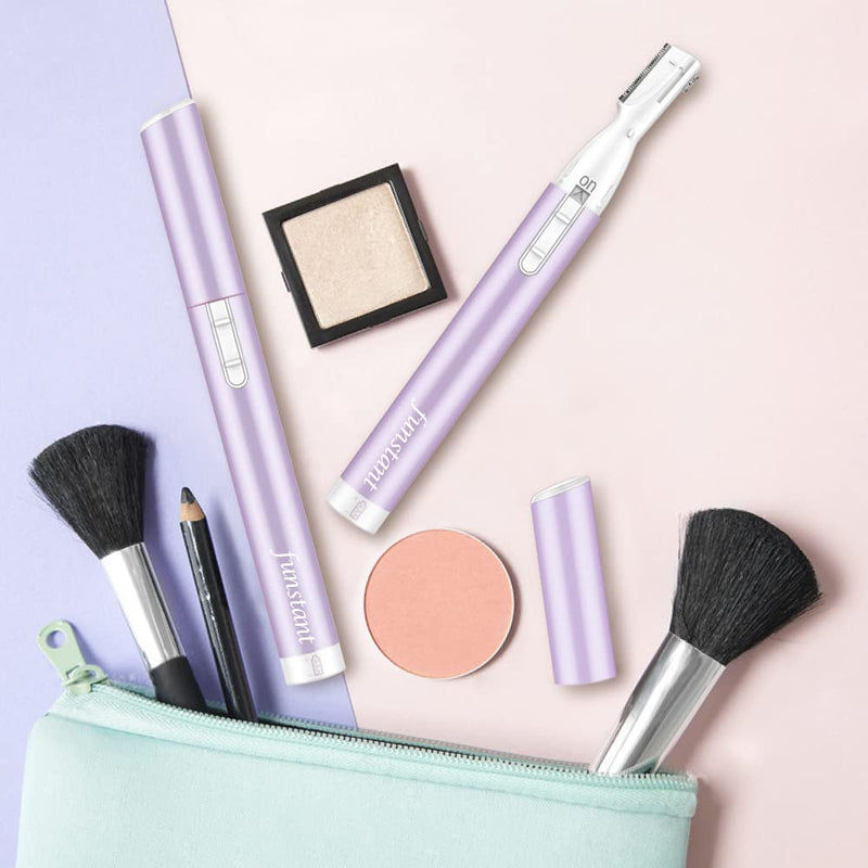 Upgraded Eyebrow Trimmer, Precision Electric Eyebrow Razor for Women Battery-Operated Facial Hair Remover with Comb No Pulling Sensation Painless for Face Chin Neck, Upper-Lip, Peach-Fuzz Violet Mist Purple