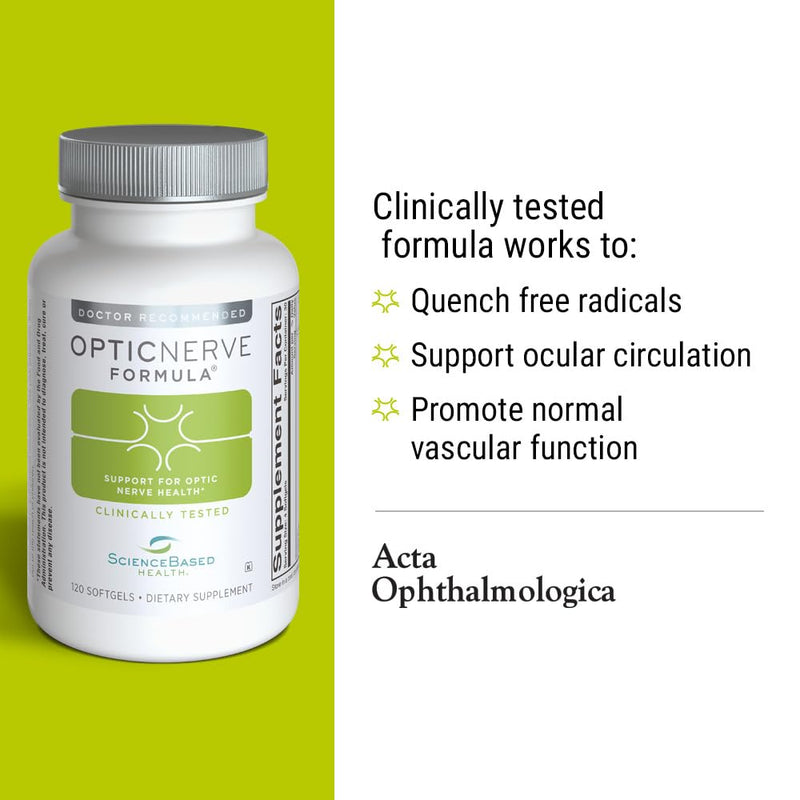 ScienceBased Health Optic Nerve Formula – Clinically Tested Eye Supplement Supports Nerve Function & Ocular Circulation – Omega-3s, CoQ10, Alpha Lipoic Acid, B Vitamins – 30-Day Supply