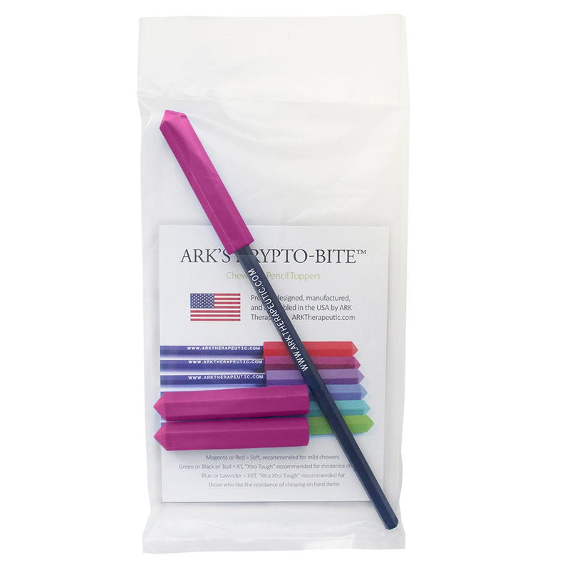ARK's Krypto-Bite Pencil Topper Chewable Tubes - Made in USA (3 Pack of Soft for MILD Chewing, Magenta) - PawsPlanet Australia