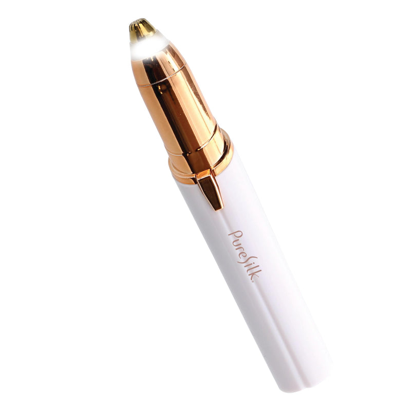 [Australia] - Pure Silk Eyebrow Hair Remover Shaver for Women, Fine Tipped Eyebrow Shaver for Shaping and Styling Eyebrows, Built in Light, Gentle and Pain-Free Eyebrow Styling Tool, Portable, Battery Operated 