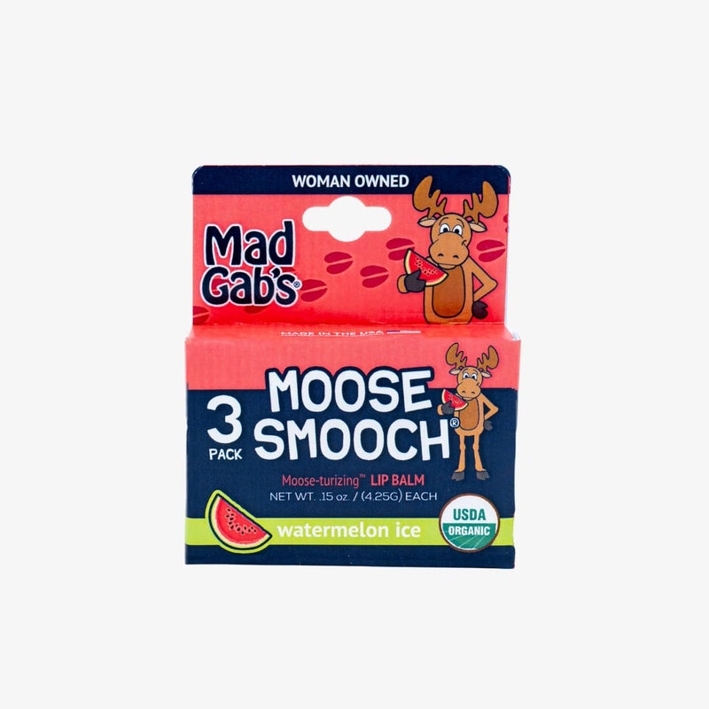 Mad Gab's Moose Smooch Lip Balm | Moisturizing and Certified Organic | Made with Organic Olive Oil and Beeswax (Watermelon Ice) Watermelon Ice