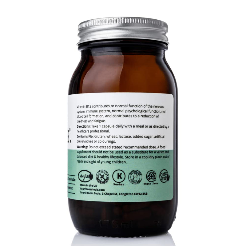 Vegan Vitamin B12 1000MCG | 120 x Methylcobalamin Vegan B12 Vitamin Capsules | High Strength Tablets | Contribute to The Reduction of Tiredness & Fatigue | Made in The UK