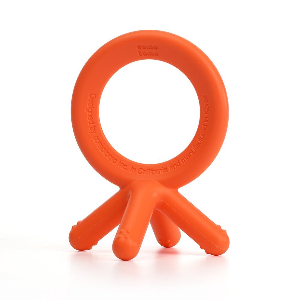 Comotomo Silicone Baby Teether, Orange 1.75x1.75x3 Inch (Pack of 1)