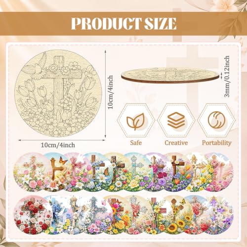 Reallnaive 77 Pcs Wooden Coasters Paint Kit, Christian
