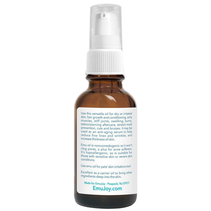 [Australia] - Emu Joy Emu Oil Organic - 100% Pure, Made in the USA - Emu for Skin, Face, Hair, and Nails, Piercing Bump Oil & Tattoo Aftercare (Old Packaging, 1 Fl Oz) Old Packaging 1 Fl Oz (Pack of 1) 