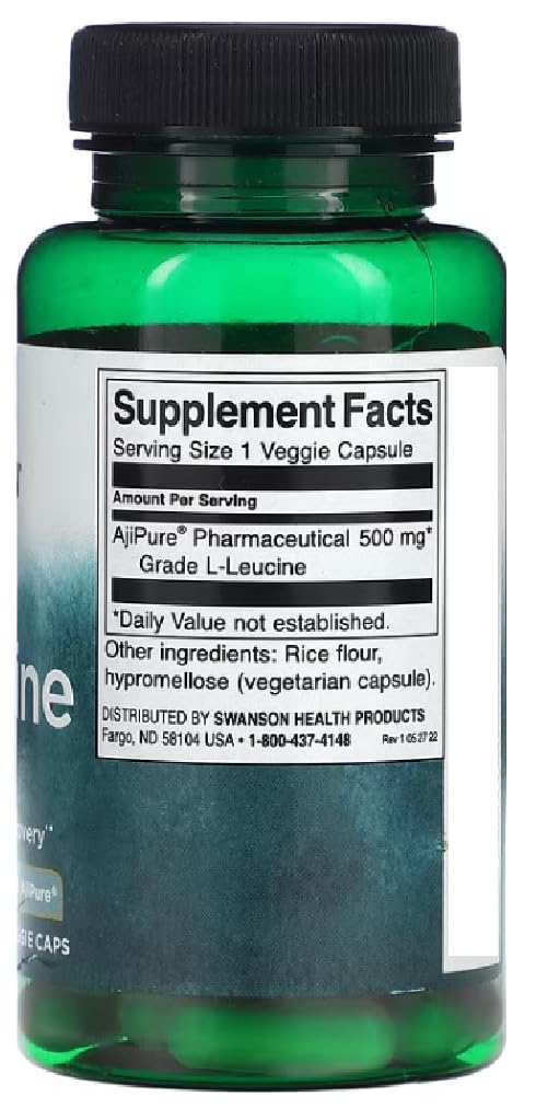 [Australia] - Swanson - AjiPure L-Leucine 500 mg | Support for muscle growth and regeneration - 60 capsules 