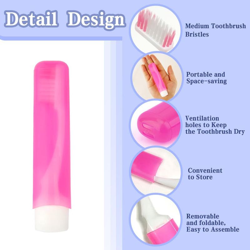 [Australia] - Travel Toothbrush Set - 3PCS Mini Soft Portable Toothbrushes With Covers, Small Folding Individually Wrapped for Camping and Home Styleb Pink+orange+blue 3 Pcs 