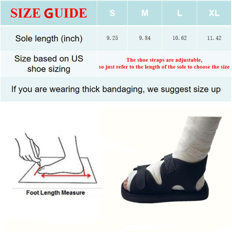 Post Op Shoe, Recovery Plaster Shoe with Waterproof Leg Cast Cover, Unisex, Adjustable, Lightweight, Easy to Wear, No difference between left and right feet, One Shoe Black (M) Medium