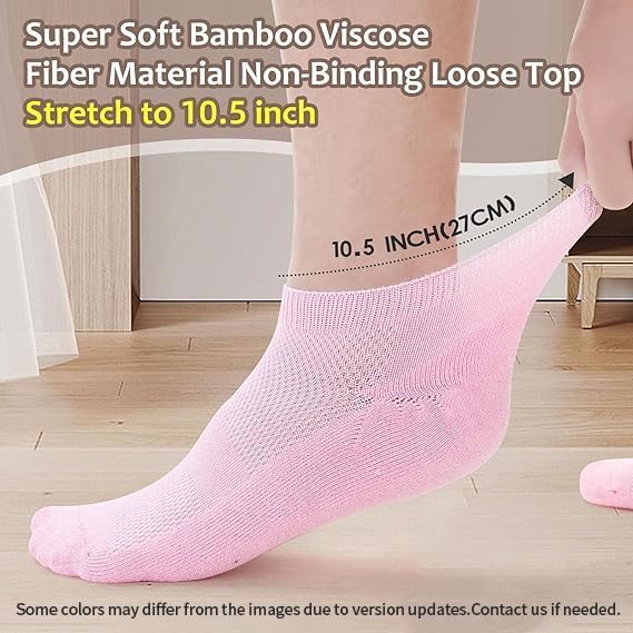 [Australia] - Diabetic Bamboo Socks for Men and Women,5 Pairs Non-Binding Low Cut Diabetic Socks,Loose Socks Size 5-13 Large White 