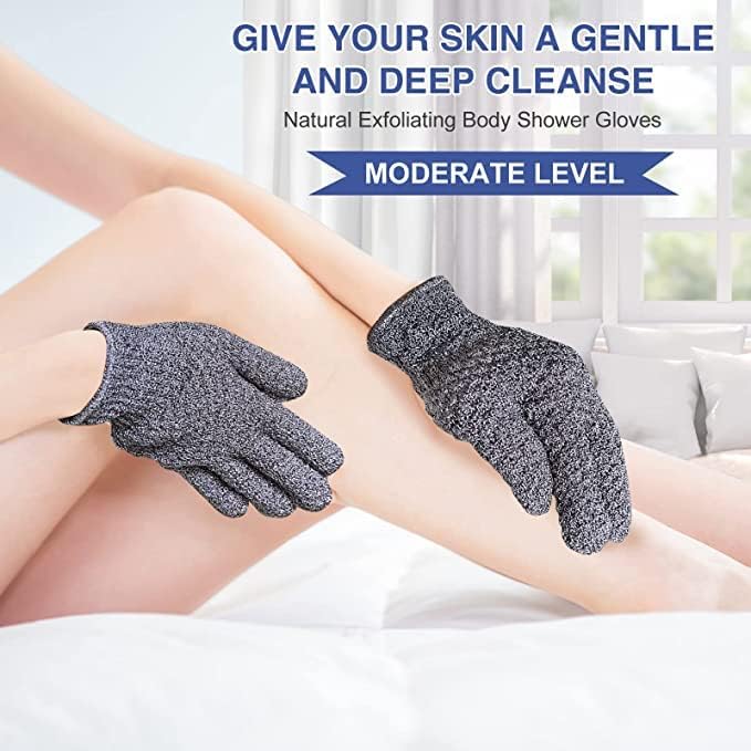 [Australia] - Yiclick Pack of 4 peeling gloves - exfoliating gloves, body peeling, body face, bath sponge, shower sponge, peeling loofah sponge, washcloth, back brush, bath accessories, 4 grey 