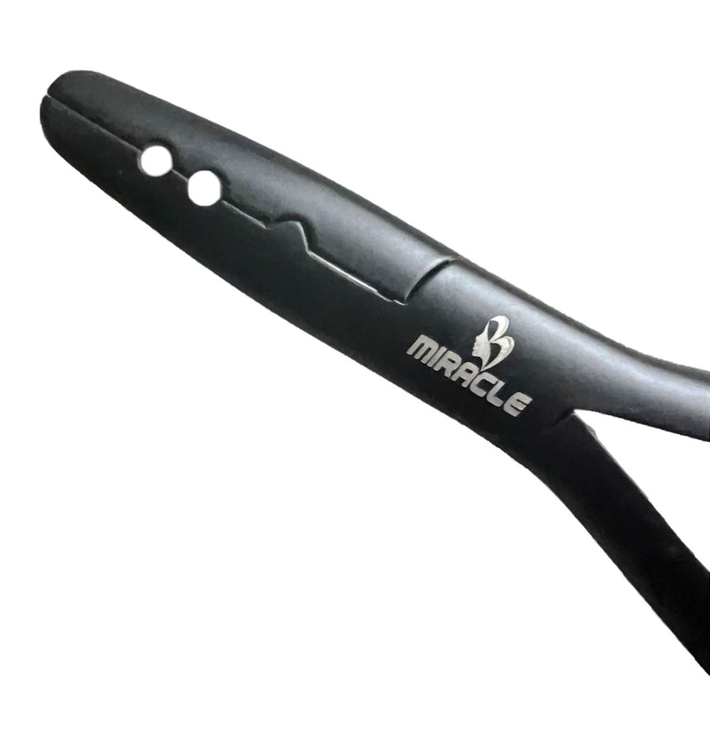 [Australia] - Professional Hair Extension Pliers 7" – Microlink Beads Remover & Weft Extension Tool | Stainless Steel Hair Styling Accessory for Salon & DIY Extensions – 2 Hole, Black By MIRACLE Large Black 