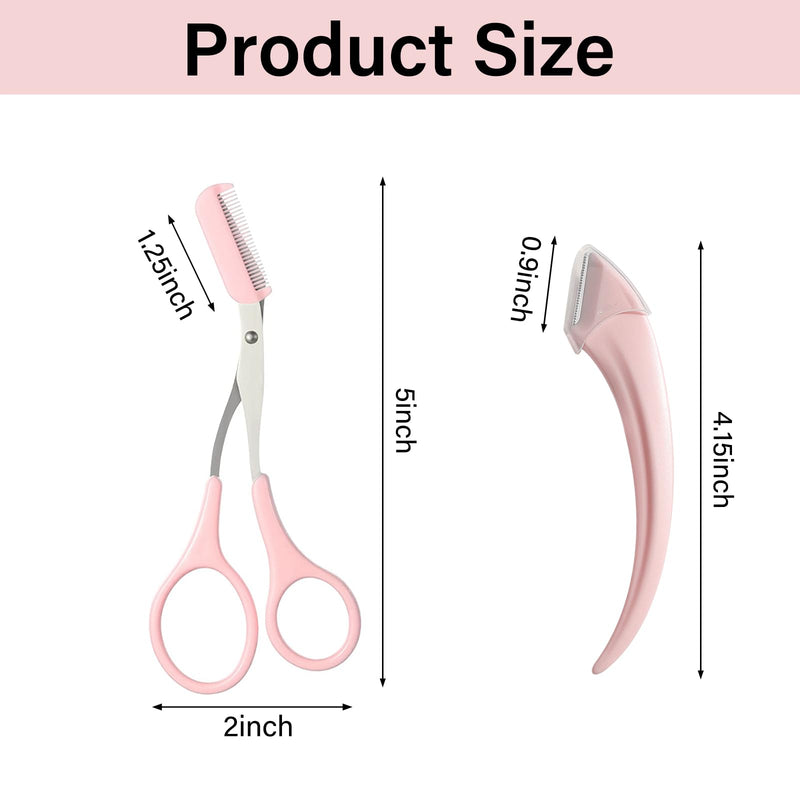 [Australia] - 4 pieces beauty eyebrow scissors trimmer scissors with comb and eyebrow razor set, eyebrow scissors, eyebrow scissors with comb, precision eyebrow trimmer beauty tool for men women 
