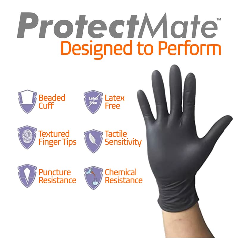 [Australia] - Black Nitrile Gloves- Industrial Strength, 5 mil Thickness, Gloves Disposable Latex Free, Food-Prep Disposable Gloves- Ideal for BBQ, Barber, Cleaning- Large (Box of 100) Large (Box of 100) Black 