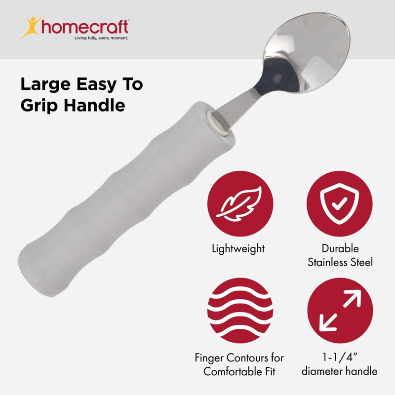 [Australia] - Homecraft Lightweight Foam-Handled Grip Junior Soup Spoon, Adaptive Utensil for Children, Adults, Elderly, and Handicapped, Ergonomic Easy-to-Grip Handle, Ideal for Arthritis or Weak Grip Teaspoon 