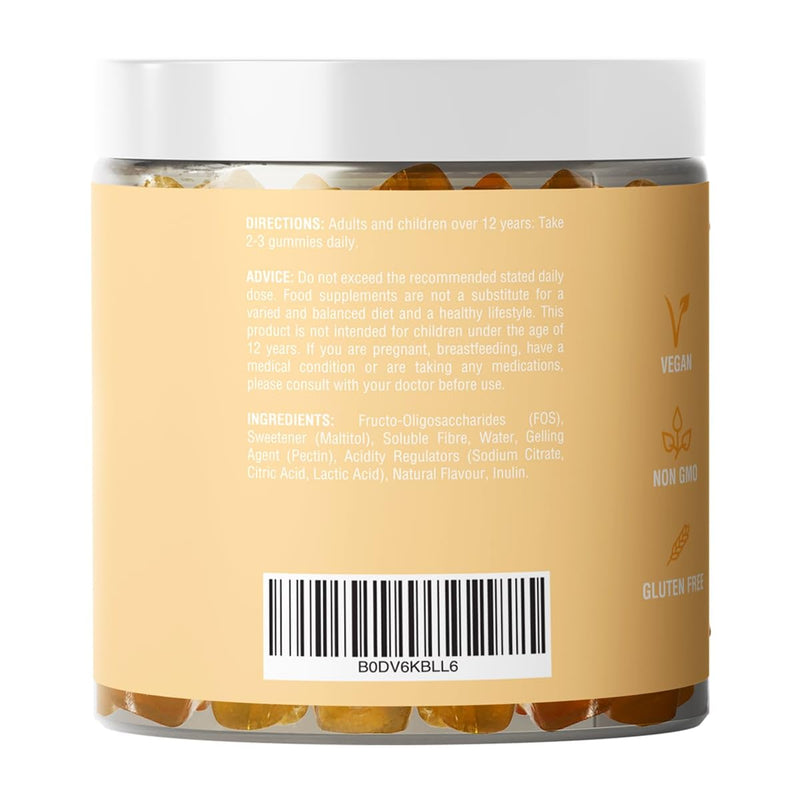 Joyi Fibre Gummies Peach Flavour - 6g Vegan High Fibre Gummies for Adults & Kids Prebiotic Inulin Fibre Supplement Non-GMO 60 count (Pack of 1)