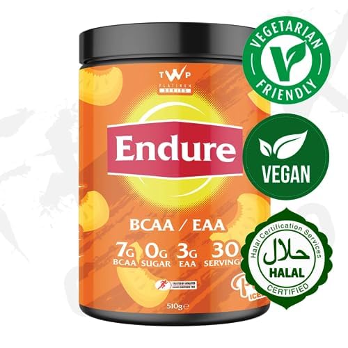 TWP Nutrition Platinum Series Endure, EAAs & BCAAs Electrolyte Blend Pre, Intra and Post Workout, Zero Sugar, 510g and 30 Servings, 20 Great Flavours (Peach Iced Tea) Peach Iced Tea