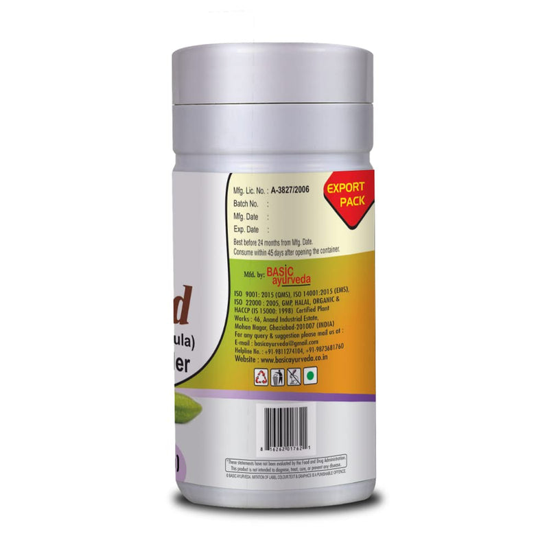 [Australia] - BASIC AYURVEDA Haritaki Powder | 3.53 Oz (100g) | Organic Harad Powder for Healthy Digestion | Natural Terminalia Chebula 