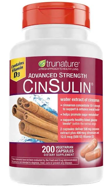[Australia] - Tru Nature Cinsulin Advanced Strength Cinnamon Extract 500mg, 200 Vegetarian Capsules 