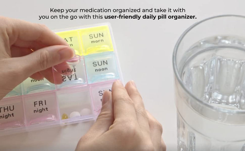 Weekly Pill Organizer with Snap Lids |7-Day Morn/NOON/Night |for Pills, Vitamin. MORN/NOON/NIGHT (7 Days)