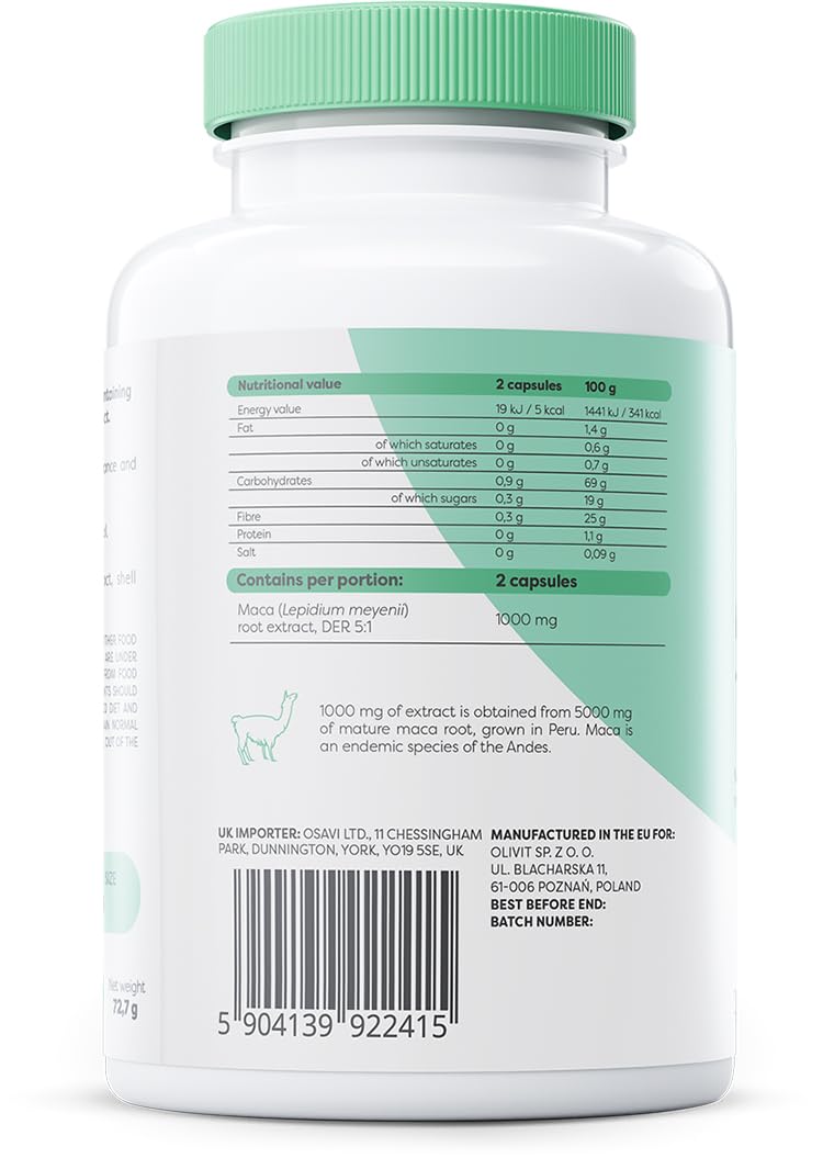 Osavi Maca 1000 mg – 120 Vegan Capsules | Peru–Grown Maca Root Extract for Sexual Health & Vitality | Supports Sexual Performance, Desire, and Overall Wellbeing 120 count (Pack of 1)