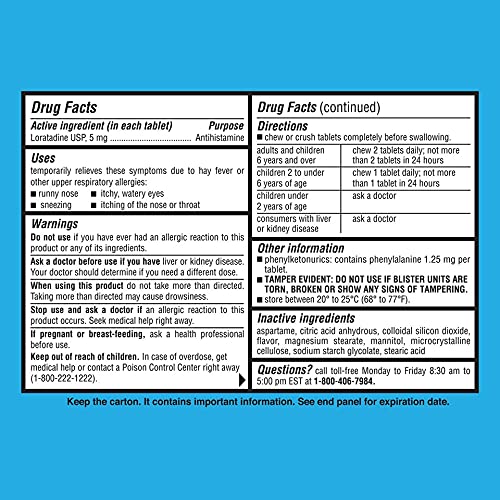 [Australia] - OHM Children’s Chewable Tablets, Dye Free, Bubblegum, Non-Drowsy 24h Relief of Sneezing, Runny Nose, Itchy Watery Eyes, Itchy Throat or Nose, Antihistamine, Indoor & Outdoor Allergies, 5mg, 30 Tablets 
