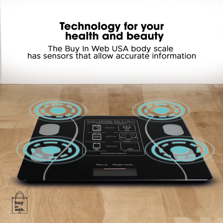 [Australia] - BUY IN WEB USA Smart Scale for Body Weight and Fat, Electronic Body Composition Monitor, 18 Analysis Applications, Supports up to 400 lbs 