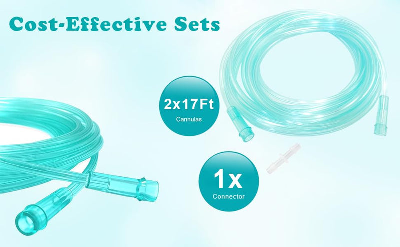 [Australia] - Oxygen Tubing, 16.4 ft, 2 Pack, Green, Crush Resistant with Connectors 