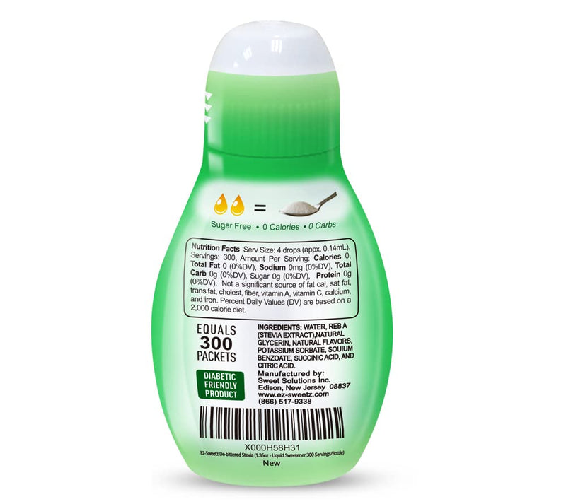 [Australia] - EZ-Sweetz (2-Pack 1.36oz - Liquid De-Bittered Stevia Sweetener 300 Servings/Bottle) 1.36 Ounce (Pack of 2) 