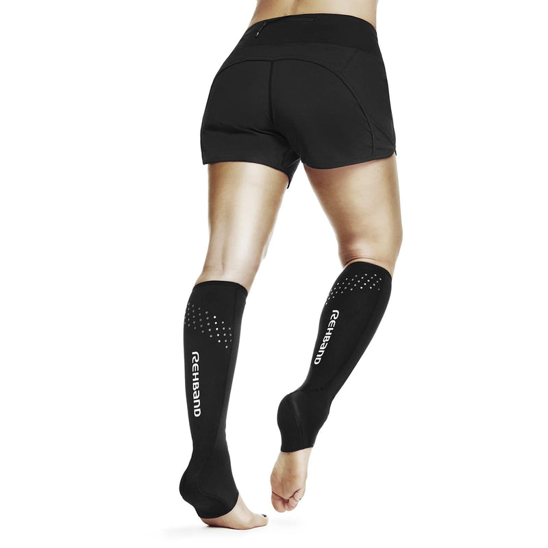 Rehband Neoprene Achilles Tendon Brace for Men & Women, 1 Pair Ankle Brace Supports Achilles Tendonitis & Pain Relief, Compression Sleeve against cramps, Colour:Black, Size:Large Large Black