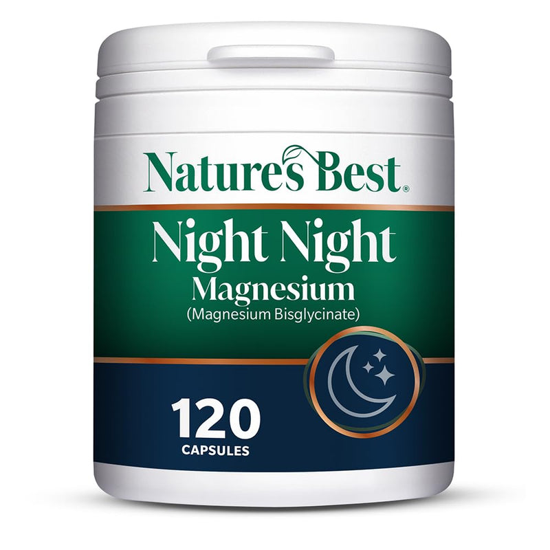 Nature’s Best Night Night Magnesium - Bisglycinate for Rest & Muscle Function - 120 Vegan Capsules (2 Month Supply)
