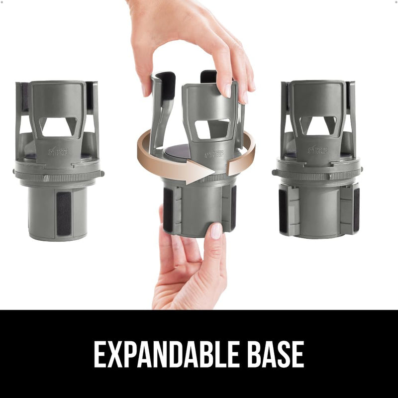 GORILLA GRIP Umbrella and Car Cup Holder Expander, Windproof Compact Stick Umbrella Lightweight, Car Cup Holder Expander Fits 18 to 48oz Big Water Bottles Both in Gray, 2 item Bundle