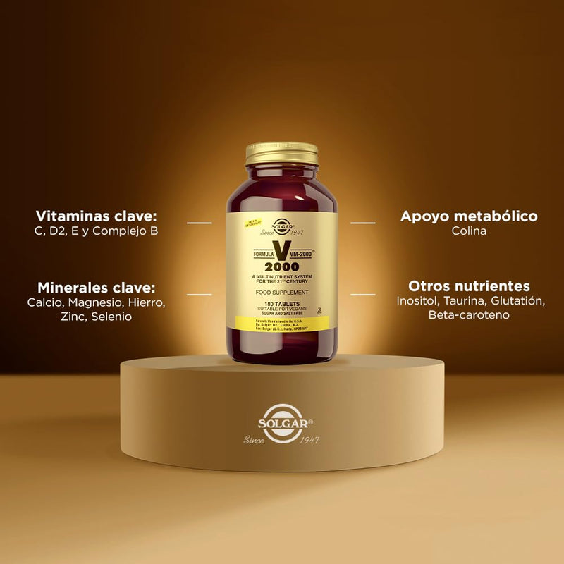 Solgar Formula VM-2000 (Multinutrient System), 180 Tablets - Contains Zinc | Premium Quality Multiple - Supports A Healthy Immune System - Vegan, Dairy Free, Kosher - 90 Servings 180 Count (Pack of 1)