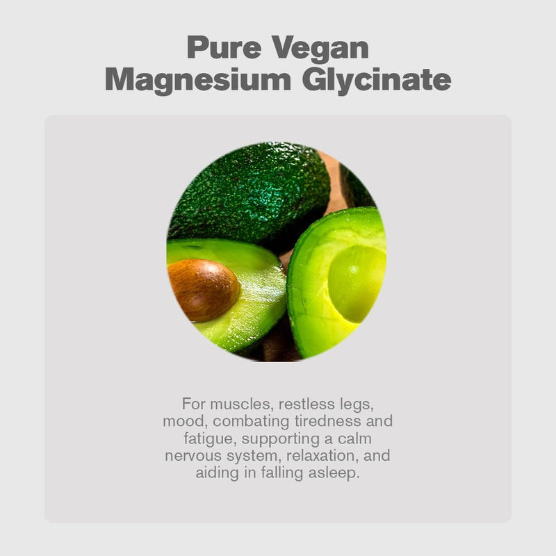 Daily Magnesium Glycinate 1500mg | Provides 300mg of Pure Elemental Magnesium | Fatigue, Mood and Muscle Recovery | 60 Vegan Capsules | Two-A-Day