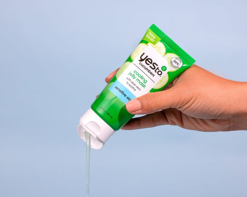 Yes To Cucumbers Sensitive Skin Set – Cooling Jelly Mask, Depuffing Under Eye Masks, Two-Step Eye Kit,
